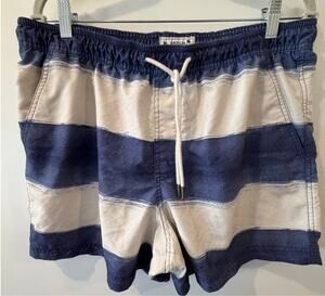 American Eagle Swim Trunks Mens Large 5" Inseam Drawstring Classic Striped